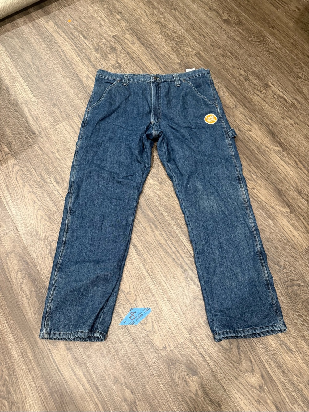 Wrangler Men's Dark Blue Relaxed Fit Work Jeans Fleece Lined
